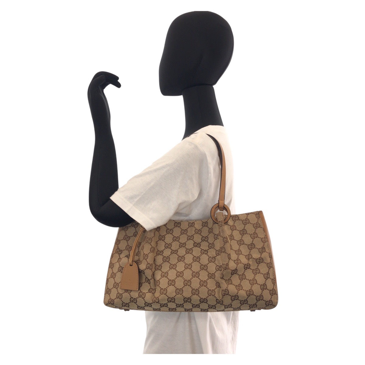 15521
GUCCI グッチ ベージュ ブラウン GGキャンバス / レザー 94898 トートバッグ ショルダーバッグ  レディース