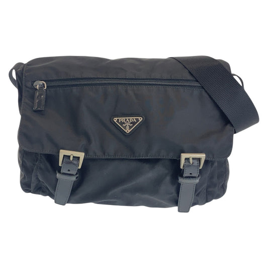 15522
PRADA プラダ テスート 三角ロゴプレート ブラック 黒 シルバー金具 ナイロン ショルダーバッグ メッセンジャーバッグ  レディース AB26