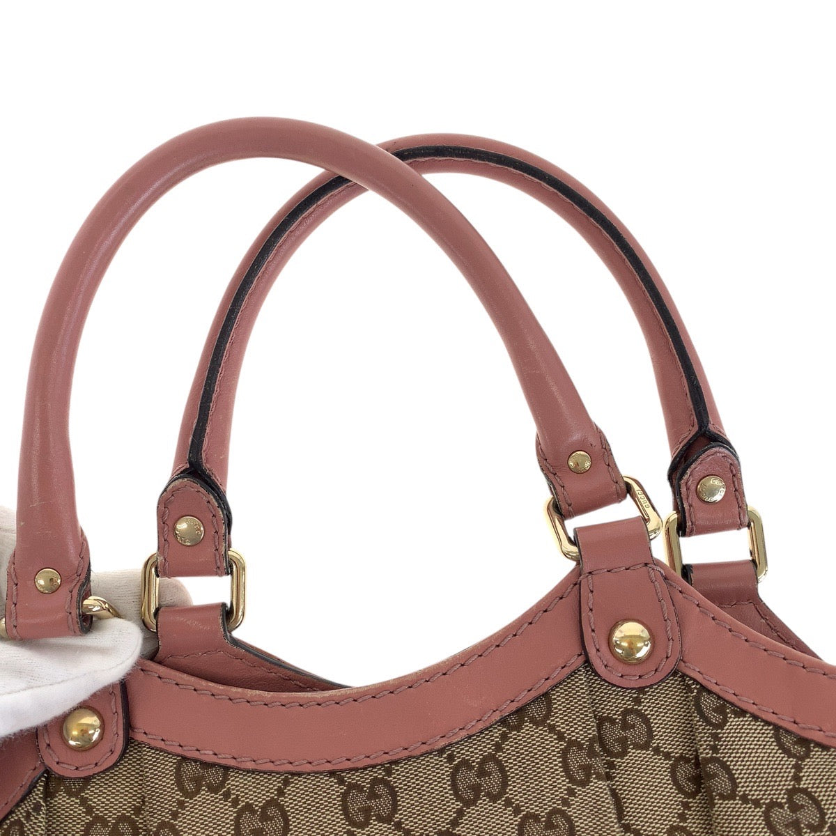 15523
GUCCI グッチ スーキー ブラウン ピンク ゴールド金具 GGキャンバス / レザー 211944 トートバッグ ショルダーバッグ  レディース