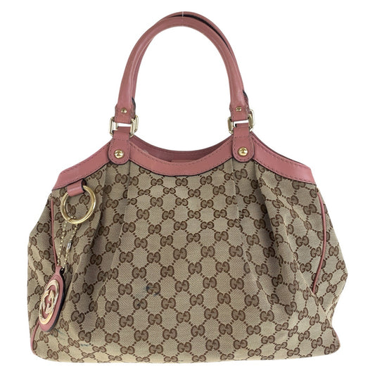 15523
GUCCI グッチ スーキー ブラウン ピンク ゴールド金具 GGキャンバス / レザー 211944 トートバッグ ショルダーバッグ  レディース