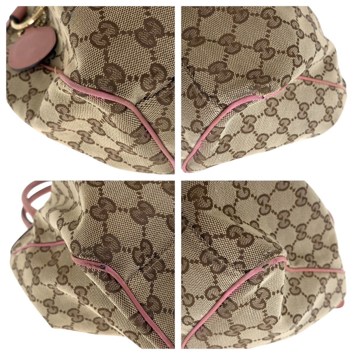 15523
GUCCI グッチ スーキー ブラウン ピンク ゴールド金具 GGキャンバス / レザー 211944 トートバッグ ショルダーバッグ  レディース