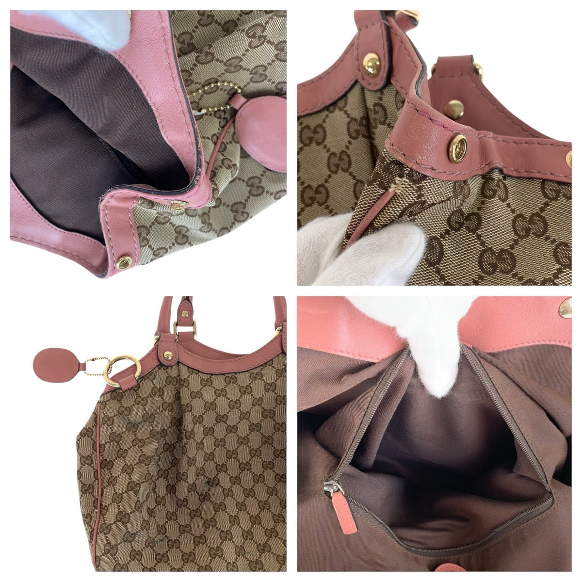 15523
GUCCI グッチ スーキー ブラウン ピンク ゴールド金具 GGキャンバス / レザー 211944 トートバッグ ショルダーバッグ  レディース