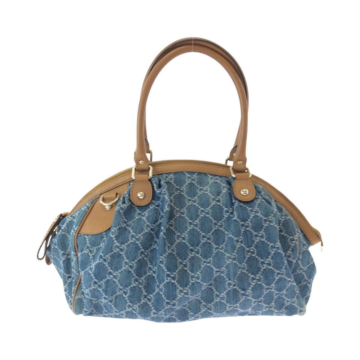 15524
GUCCI グッチ スーキー ブルー ブラウン ゴールド金具 デニム ハンドバッグ トートバッグ ショルダーバッグ  レディース