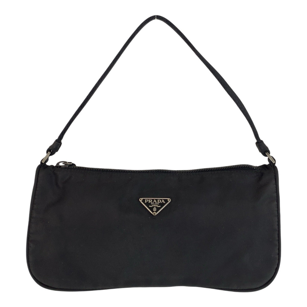 15525
PRADA プラダ テスート 三角ロゴプレート ブラック 黒 シルバー金具 ナイロン ショルダーバッグ ハンドバッグ アクセサリーポーチ  レディース