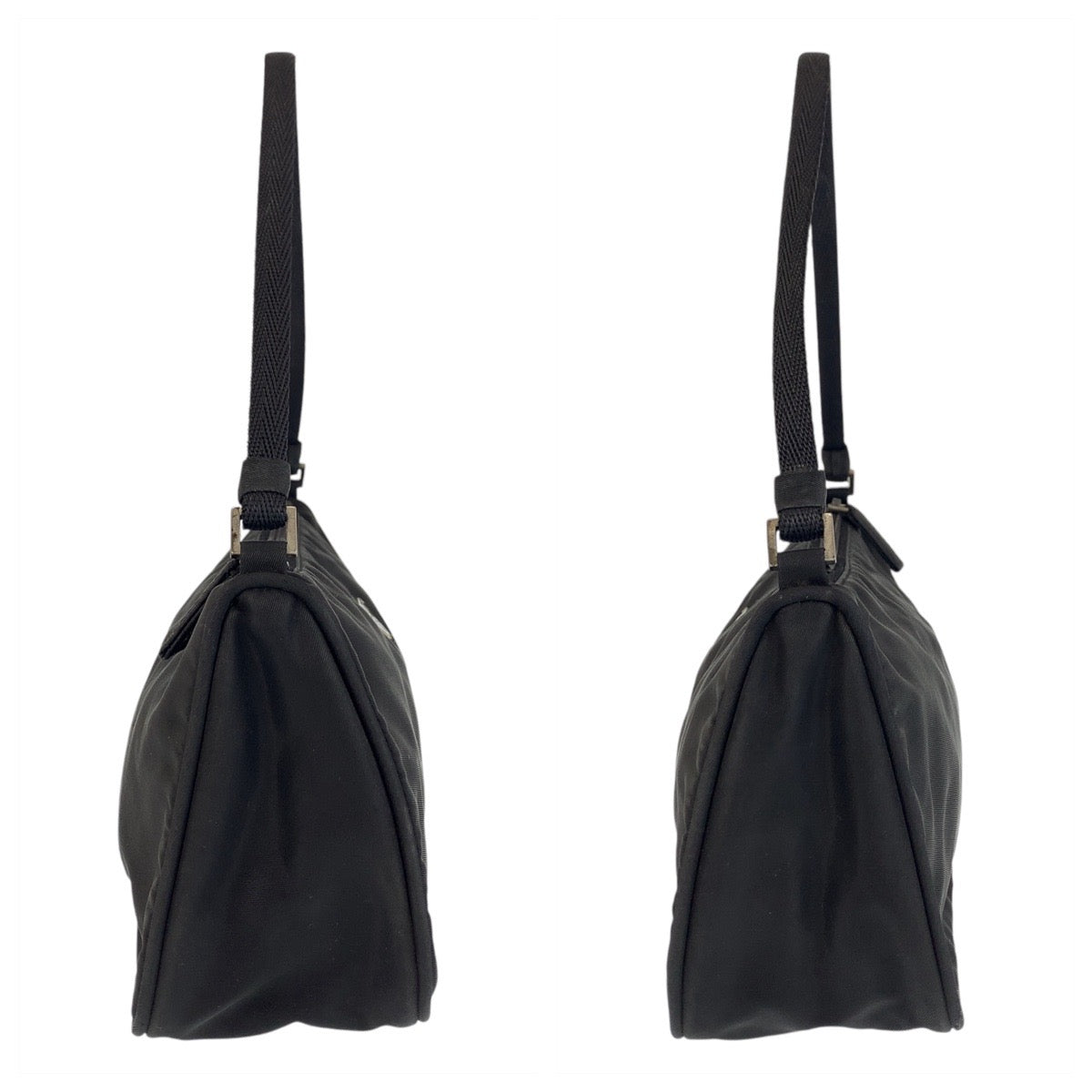 15525
PRADA プラダ テスート 三角ロゴプレート ブラック 黒 シルバー金具 ナイロン ショルダーバッグ ハンドバッグ アクセサリーポーチ  レディース