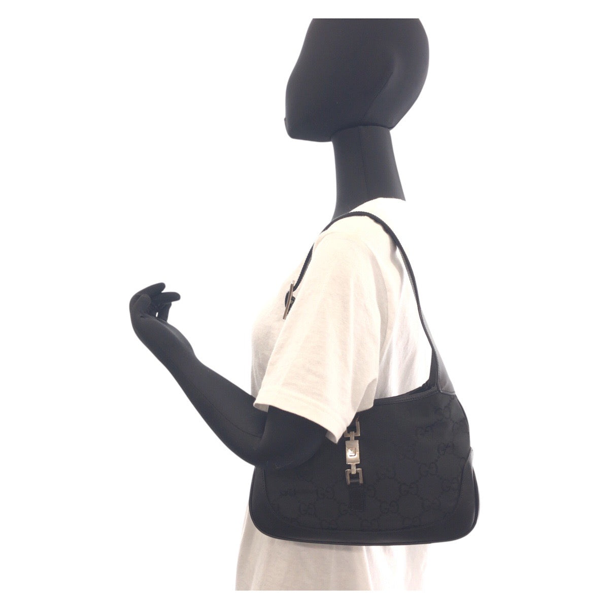15526
GUCCI グッチ ジャッキー ブラック 黒 GGキャンバス / レザー 001 3735 ショルダーバッグ  レディース