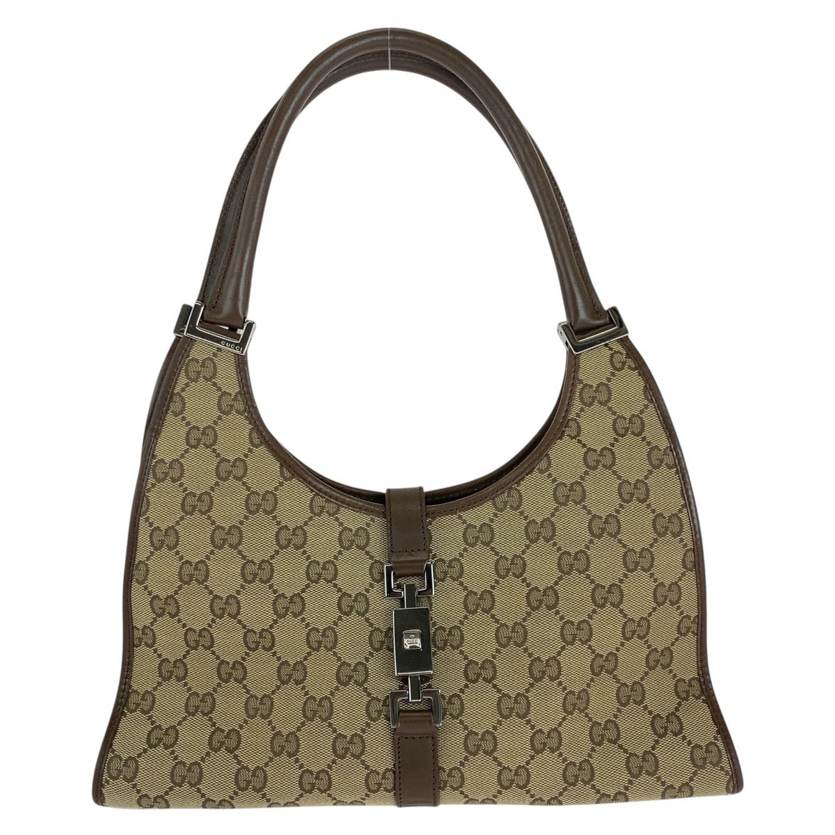 15527
GUCCI グッチ ジャッキー ベージュ ブラウン GGキャンバス / レザー 21067 ショルダーバッグ  レディース