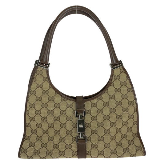 15527
GUCCI グッチ ジャッキー ベージュ ブラウン GGキャンバス / レザー 21067 ショルダーバッグ  レディース