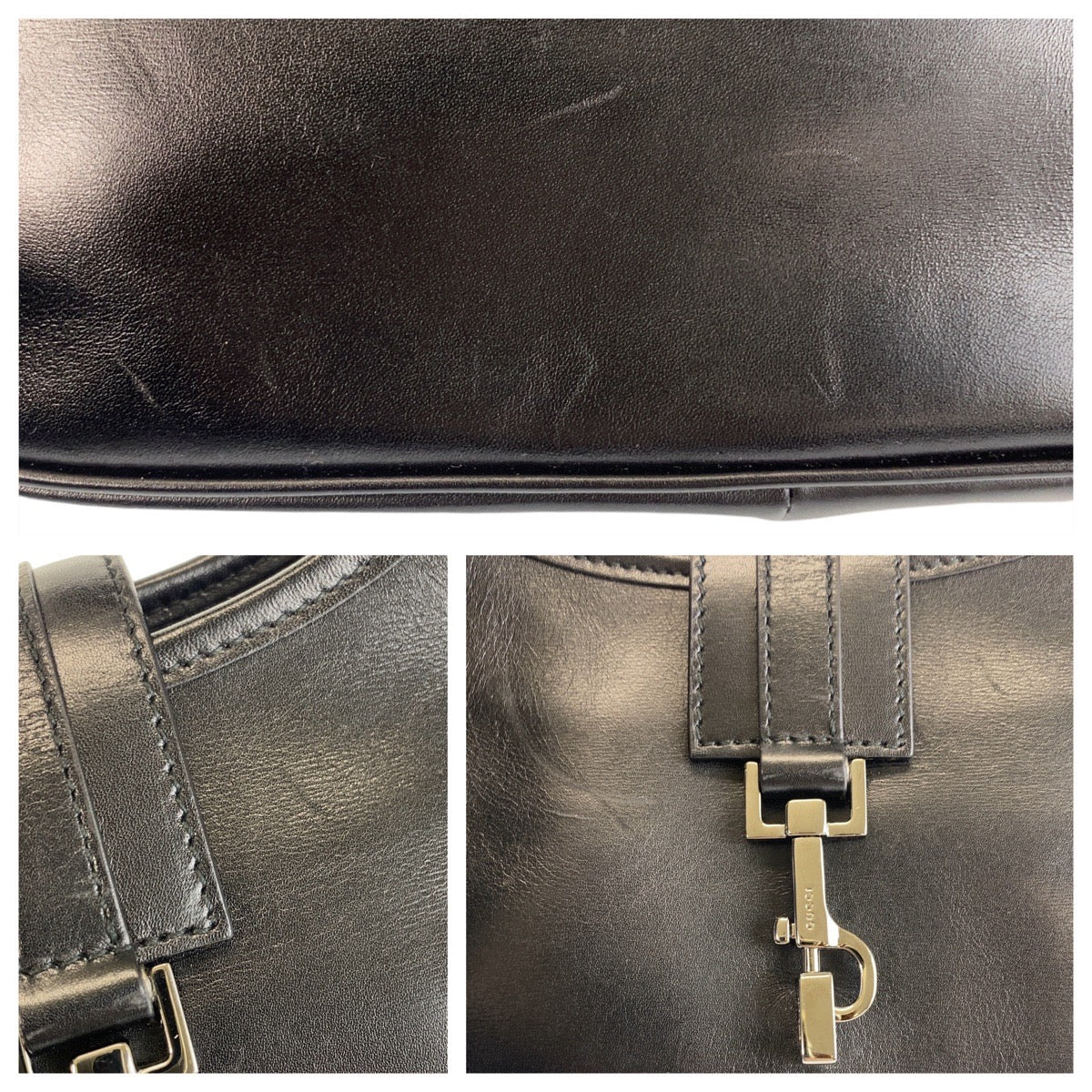 15528
GUCCI グッチ ブラック 黒 レザー 143747 ショルダーバッグ  レディース