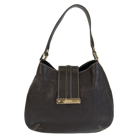 15531
GUCCI グッチ グッチシマ ブラウン ゴールド金具 レザー 233608 ショルダーバッグ  レディース