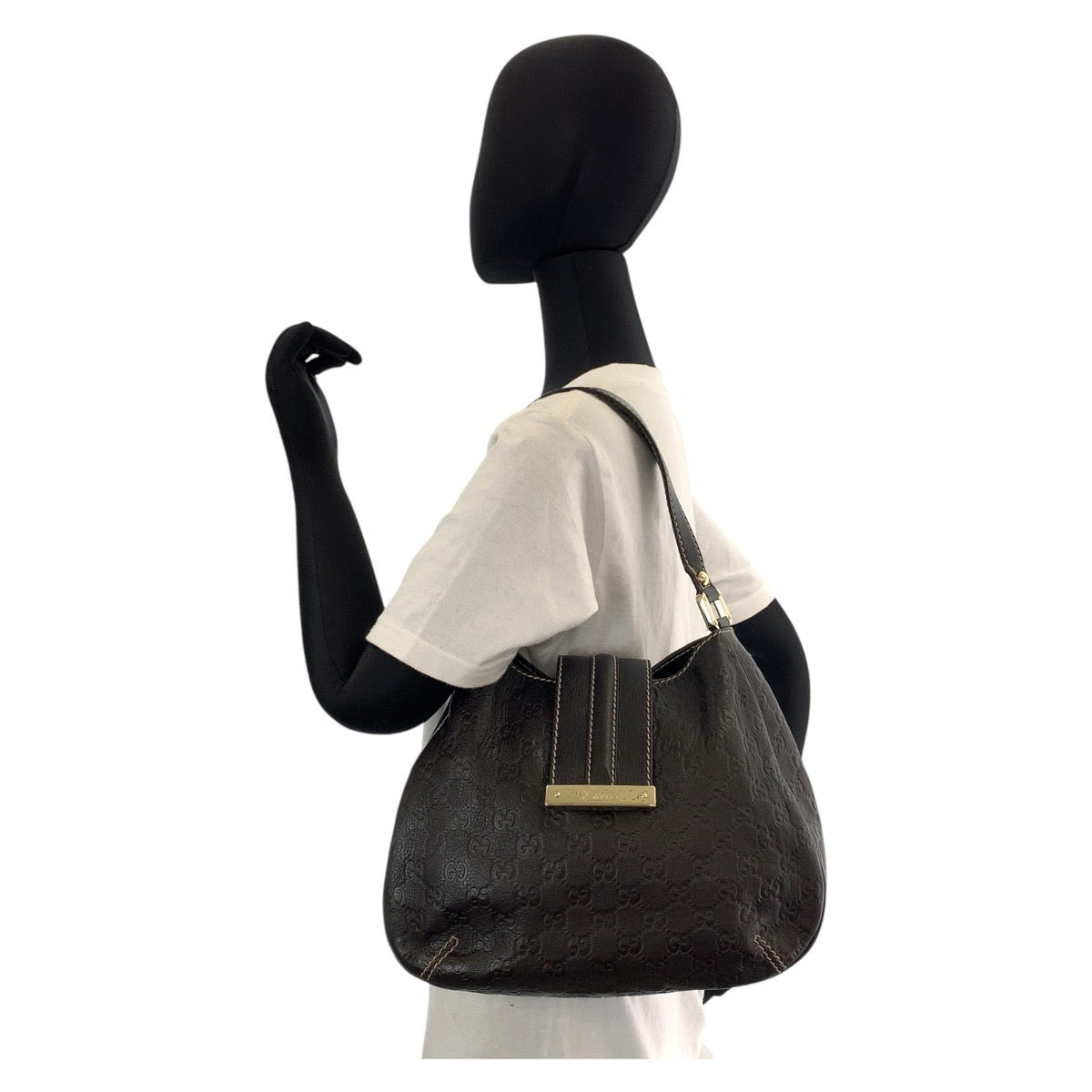 15531
GUCCI グッチ グッチシマ ブラウン ゴールド金具 レザー 233608 ショルダーバッグ  レディース