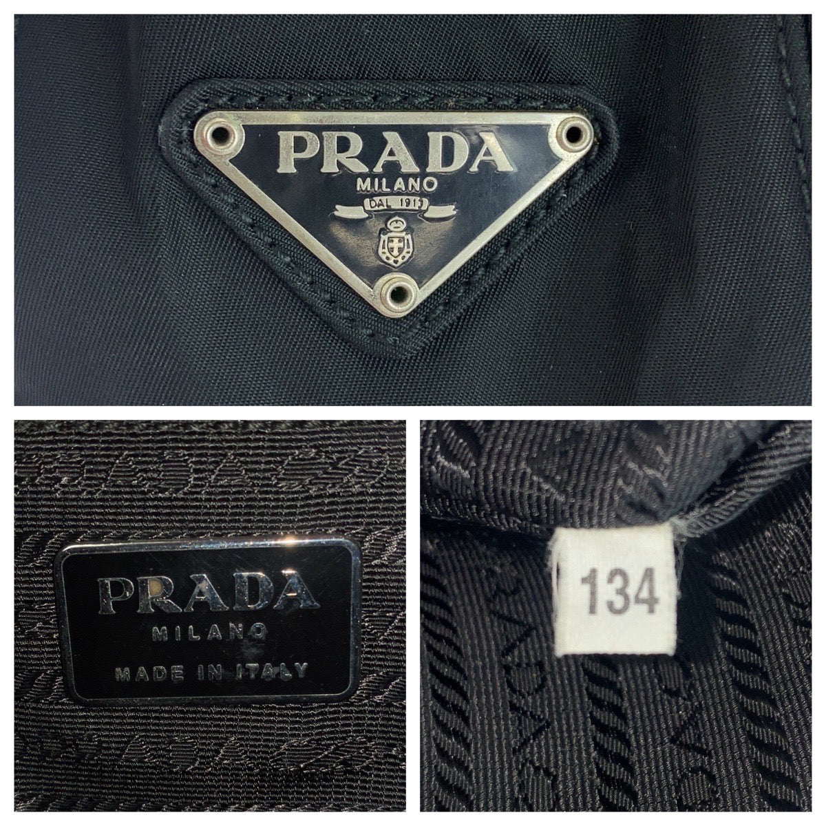 15535
PRADA プラダ テスート 三角ロゴプレート ブラック 黒 シルバー金具 ナイロン / プラスチック トートバッグ ショルダーバッグ  レディース ABP19