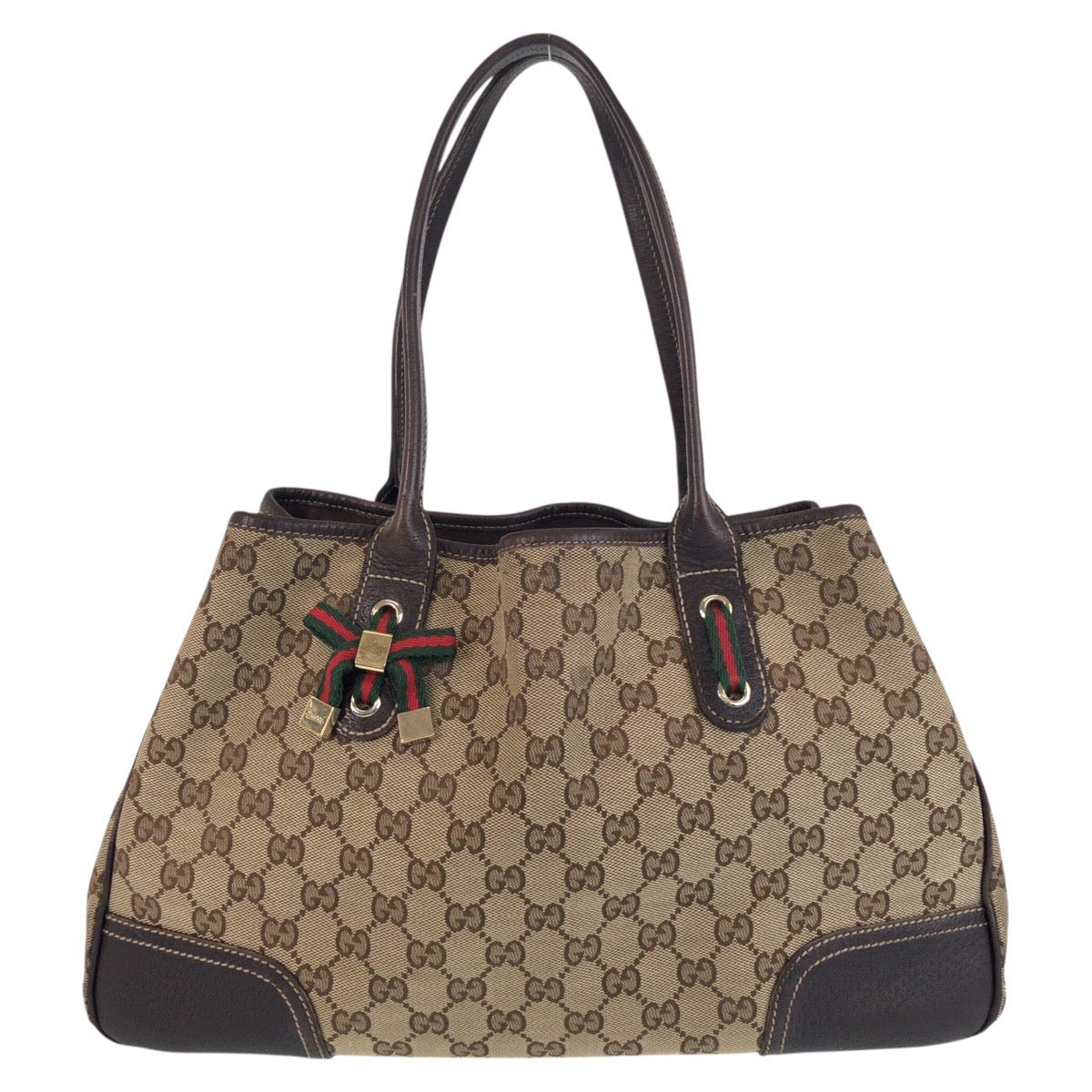 15536
GUCCI グッチ プリンシー ブラウン ベージュ ゴールド金具 GGキャンバス / レザー 16805 トート ショルダーバッグ  レディース