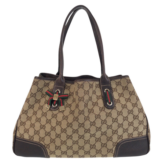 15536
GUCCI グッチ プリンシー ブラウン ベージュ ゴールド金具 GGキャンバス / レザー 16805 トート ショルダーバッグ  レディース
