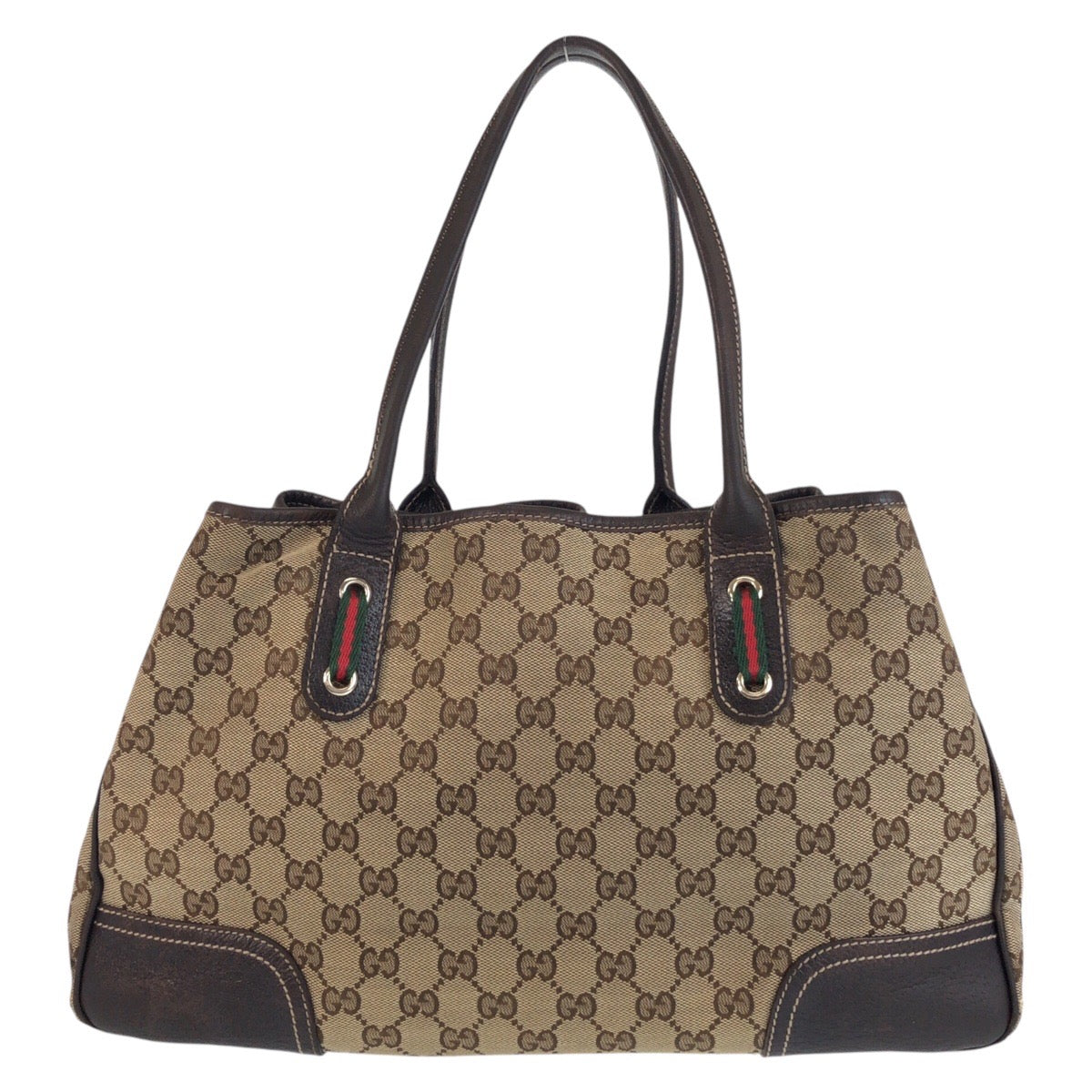 15536
GUCCI グッチ プリンシー ブラウン ベージュ ゴールド金具 GGキャンバス / レザー 16805 トート ショルダーバッグ  レディース