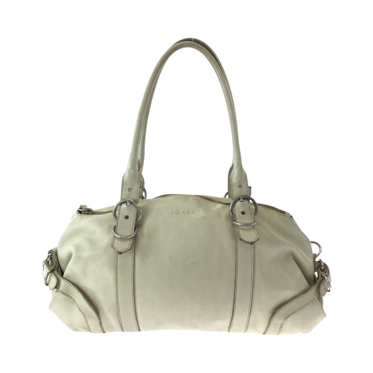 15537
PRADA プラダ ホワイト シルバー金具 レザー ハンドバッグ ショルダーバッグ  レディース