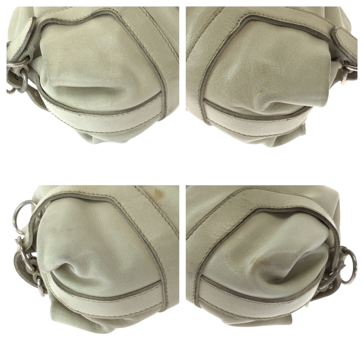 15537
PRADA プラダ ホワイト シルバー金具 レザー ハンドバッグ ショルダーバッグ  レディース