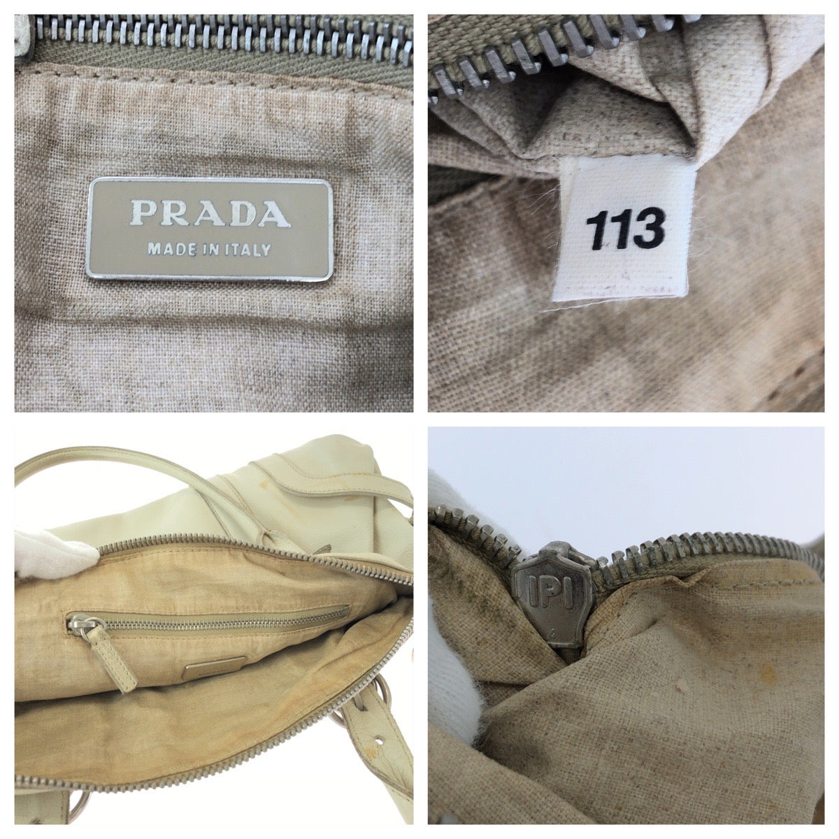 15537
PRADA プラダ ホワイト シルバー金具 レザー ハンドバッグ ショルダーバッグ  レディース