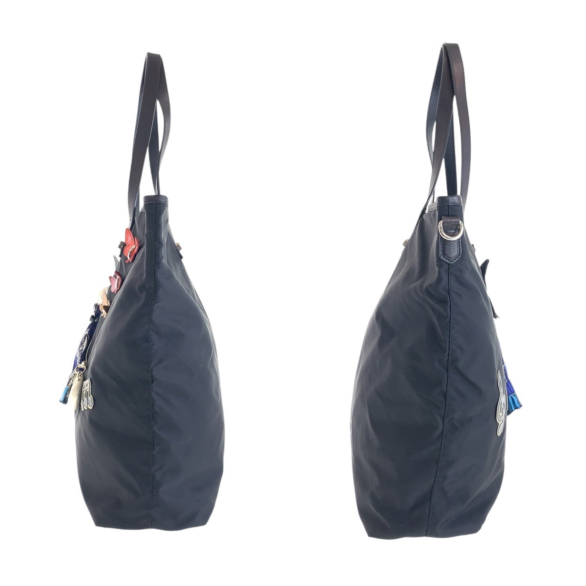 15538
PRADA プラダ ロボットコレクション テスート 三角ロゴプレート ブラック 黒 シルバー金具 ナイロン トートバッグ ショルダーバッグ  レディース