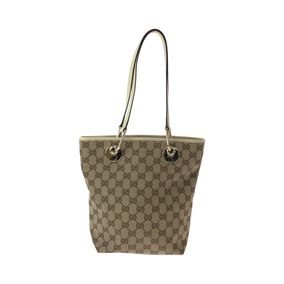 15541
GUCCI グッチ ブラウン アイボリー ゴールド金具 GGキャンバス 120840 トートバッグ ショルダーバッグ  レディース A39