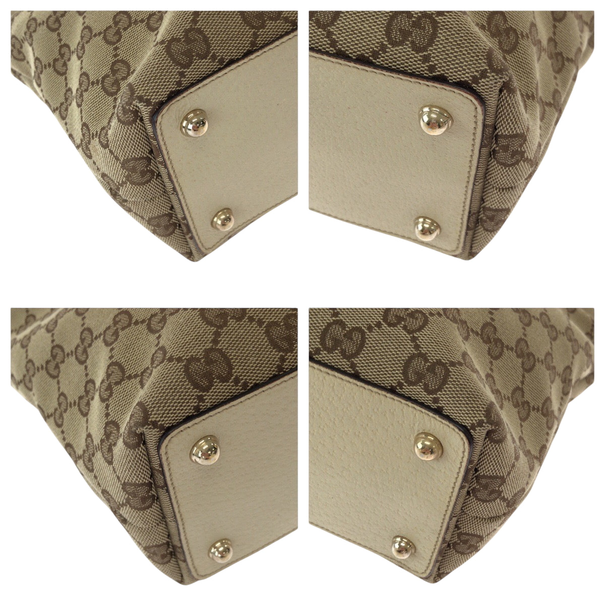15541
GUCCI グッチ ブラウン アイボリー ゴールド金具 GGキャンバス 120840 トートバッグ ショルダーバッグ  レディース A39