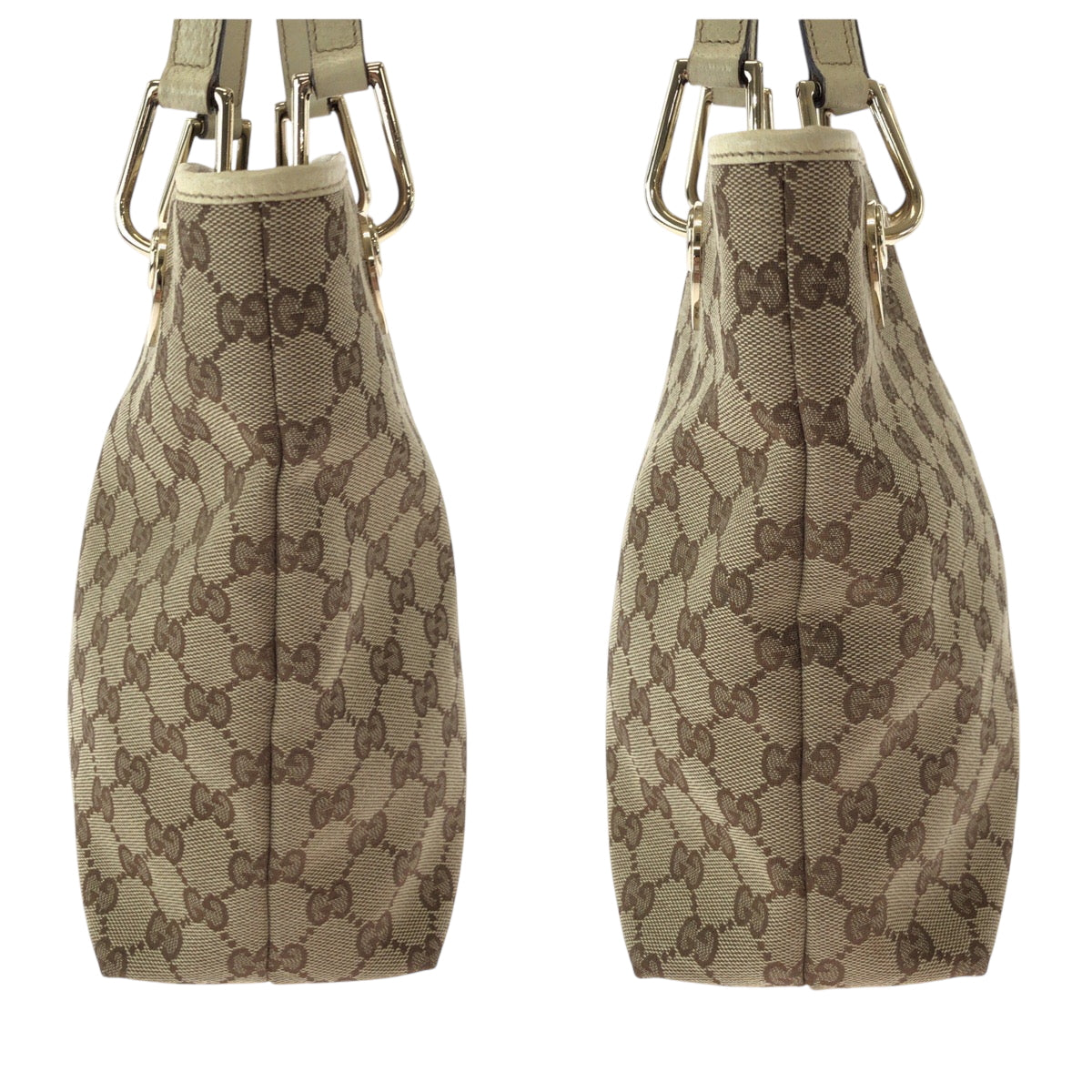 15541
GUCCI グッチ ブラウン アイボリー ゴールド金具 GGキャンバス 120840 トートバッグ ショルダーバッグ  レディース A39