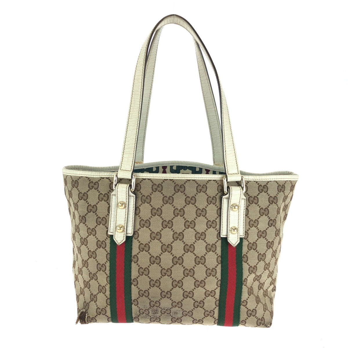 15542
GUCCI グッチ シェリーライン ベージュ アイボリー ゴールド金具 GGキャンバス 137396 トートバッグ ショルダーバッグ  レディース