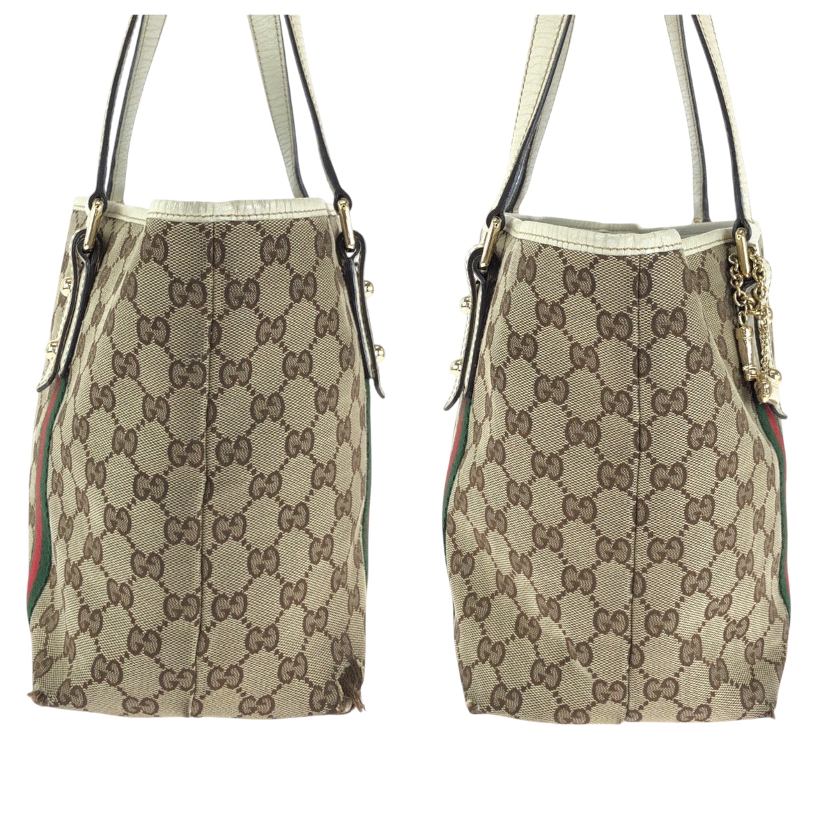 15542
GUCCI グッチ シェリーライン ベージュ アイボリー ゴールド金具 GGキャンバス 137396 トートバッグ ショルダーバッグ  レディース