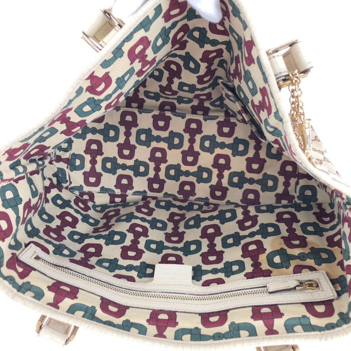 15542
GUCCI グッチ シェリーライン ベージュ アイボリー ゴールド金具 GGキャンバス 137396 トートバッグ ショルダーバッグ  レディース