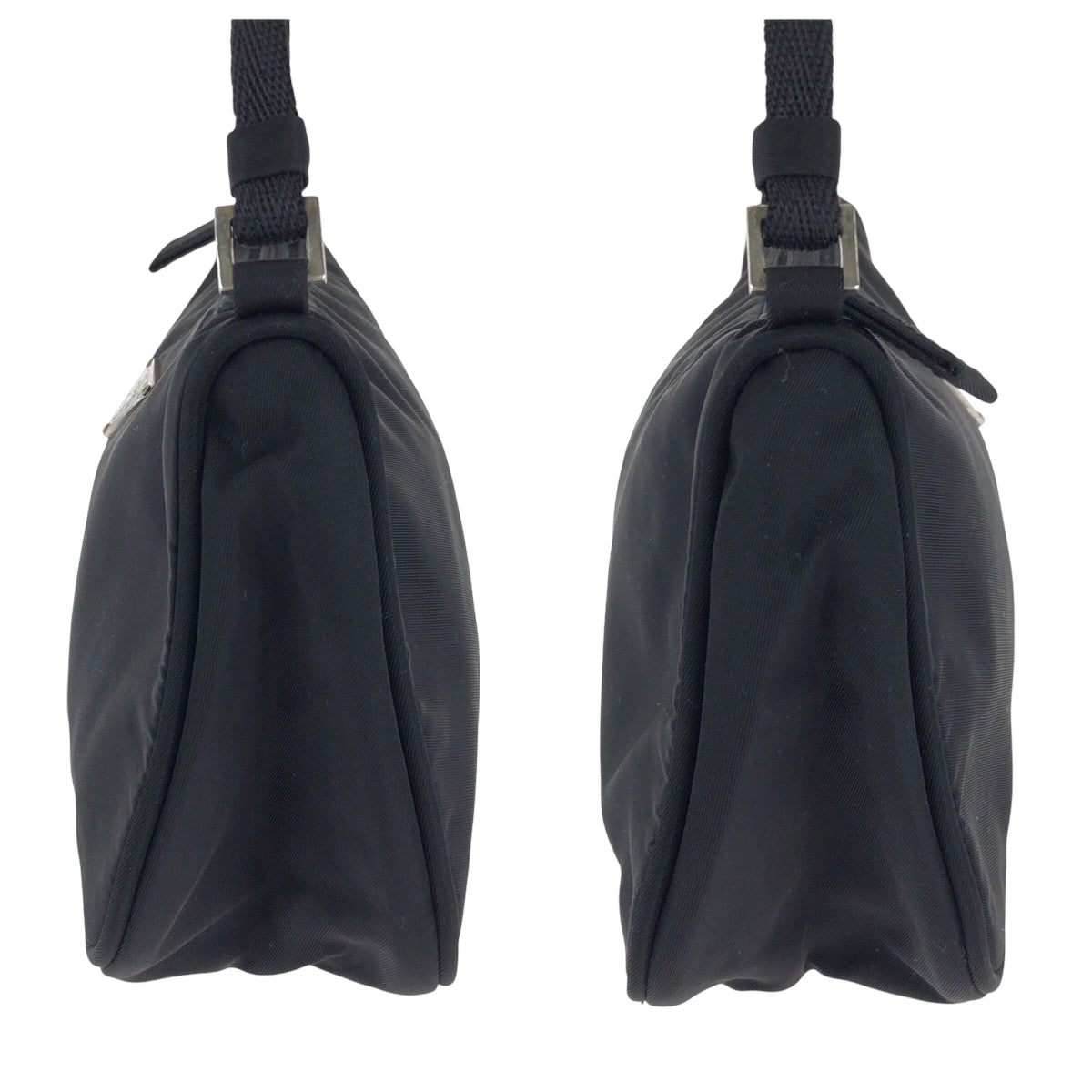 15543
PRADA プラダ テスート 三角ロゴプレート ブラック 黒 シルバー金具 ナイロン ハンドバッグ アクセサリーポーチ  レディース