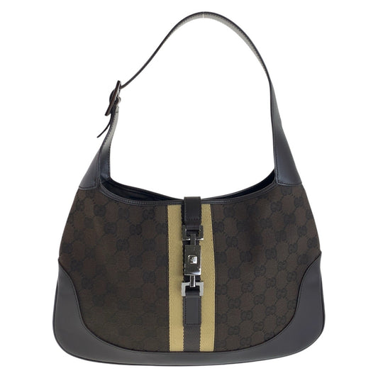 15545
GUCCI グッチ シェリーライン ジャッキー ブラウン シルバー金具 GGキャンバス / レザー 963 ショルダーバッグ  レディース
