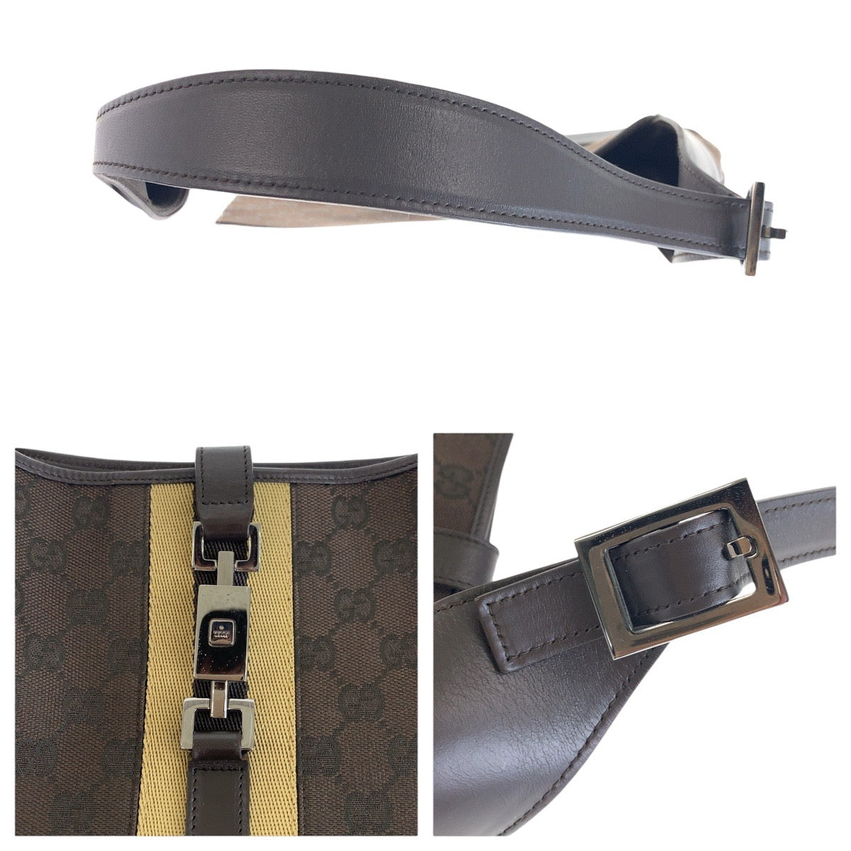 15545
GUCCI グッチ シェリーライン ジャッキー ブラウン シルバー金具 GGキャンバス / レザー 963 ショルダーバッグ  レディース