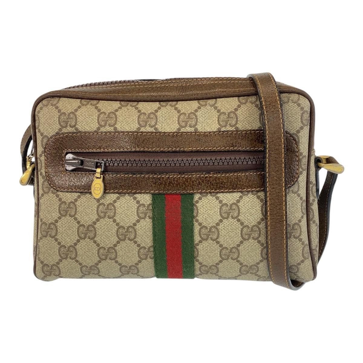 15546
GUCCI グッチ シェリーライン ベージュ ブラウン ゴールド金具 GGスプリームキャンバス / レザー 51 01 3552 ショルダーバッグ ポシェット  レディース AB25