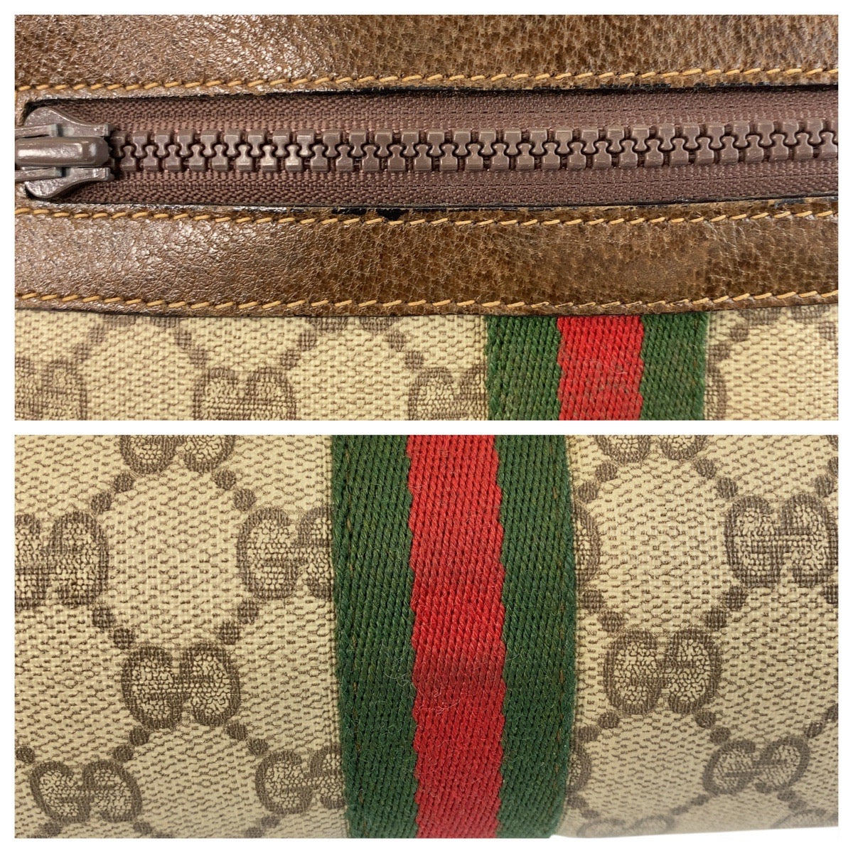 15546
GUCCI グッチ シェリーライン ベージュ ブラウン ゴールド金具 GGスプリームキャンバス / レザー 51 01 3552 ショルダーバッグ ポシェット  レディース AB25