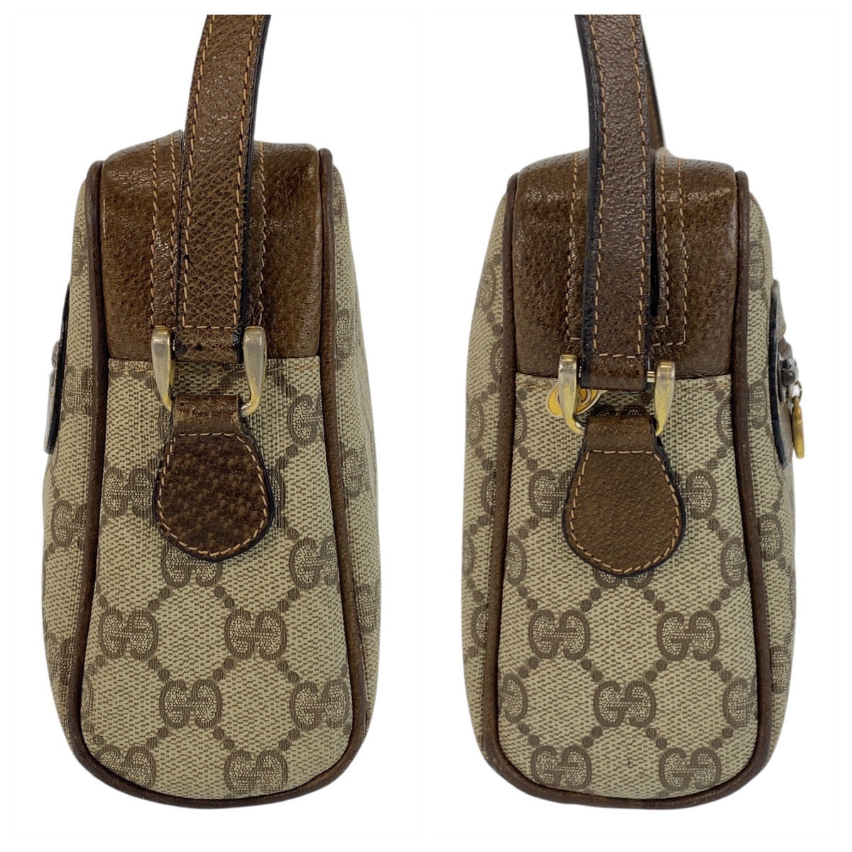 15546
GUCCI グッチ シェリーライン ベージュ ブラウン ゴールド金具 GGスプリームキャンバス / レザー 51 01 3552 ショルダーバッグ ポシェット  レディース AB25