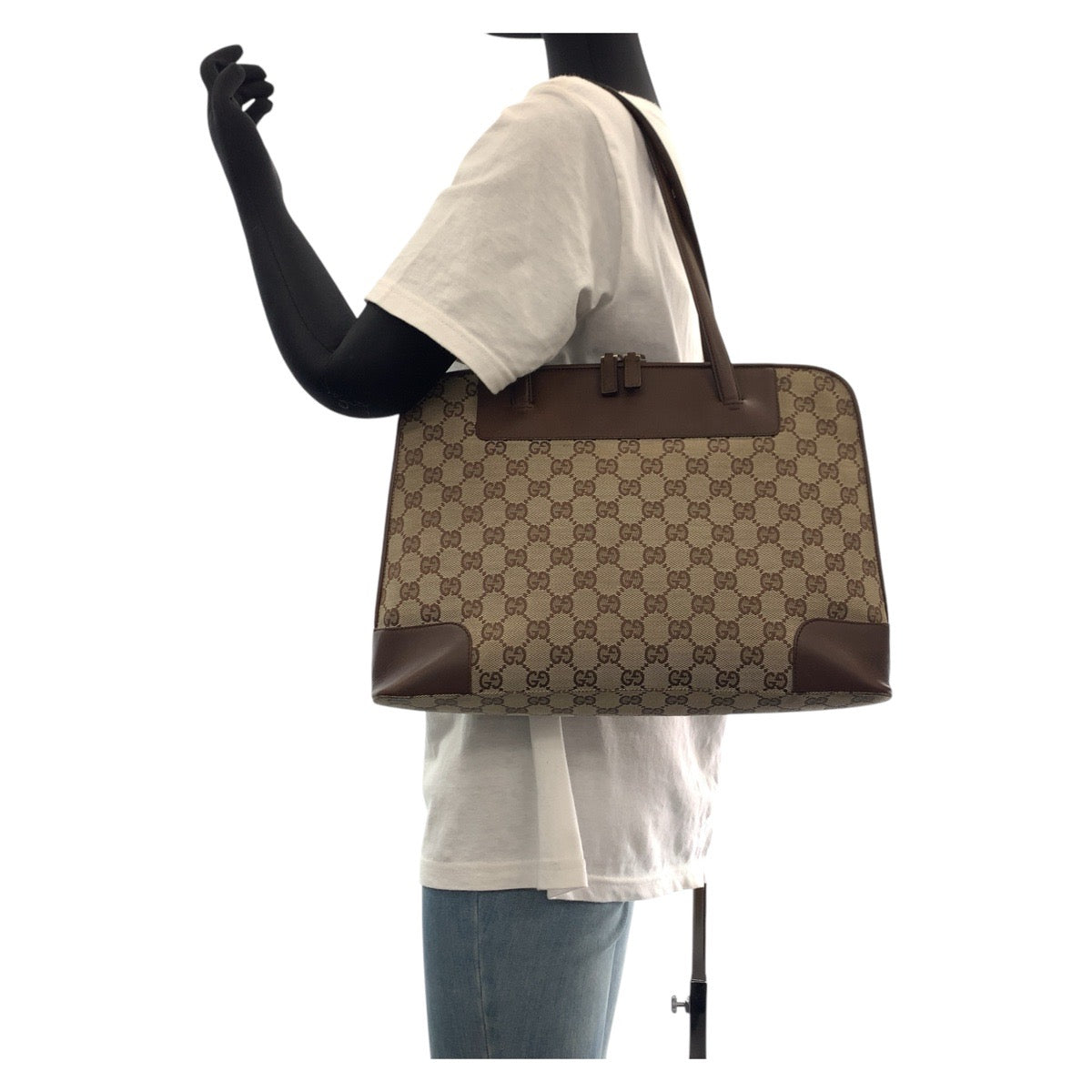 15547
GUCCI グッチ ブラウン ゴールド金具 GGキャンバス / レザー 002 1122 トートバッグ ショルダーバッグ 男女兼用  レディース