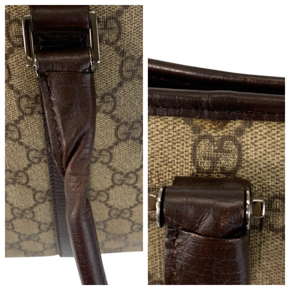 15548
GUCCI グッチ ベージュ ブラウン GGスプリームキャンバス / レザー 114595 トートバッグ ショルダーバッグ  レディース