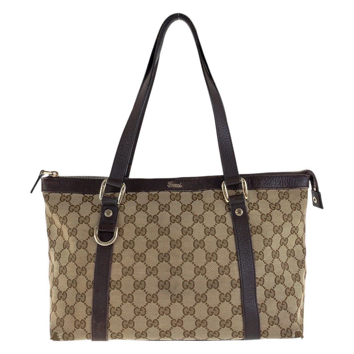 15550
GUCCI グッチ ブラウン ゴールド金具 GGキャンバス / レザー 141470 トートバッグ ショルダーバッグ  レディース