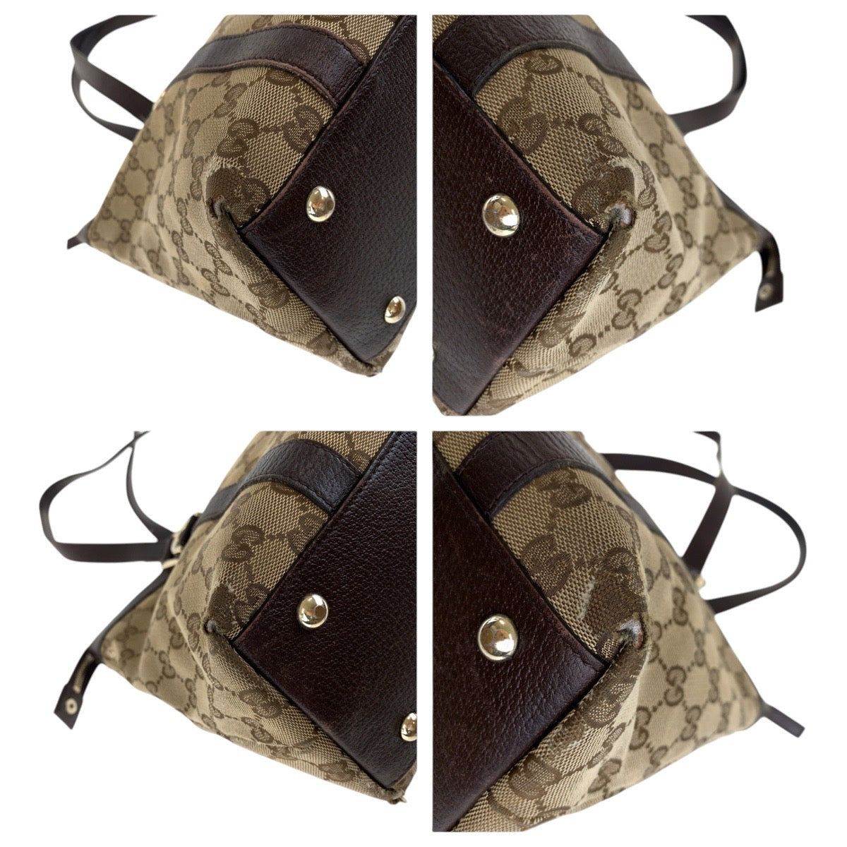 15550
GUCCI グッチ ブラウン ゴールド金具 GGキャンバス / レザー 141470 トートバッグ ショルダーバッグ  レディース