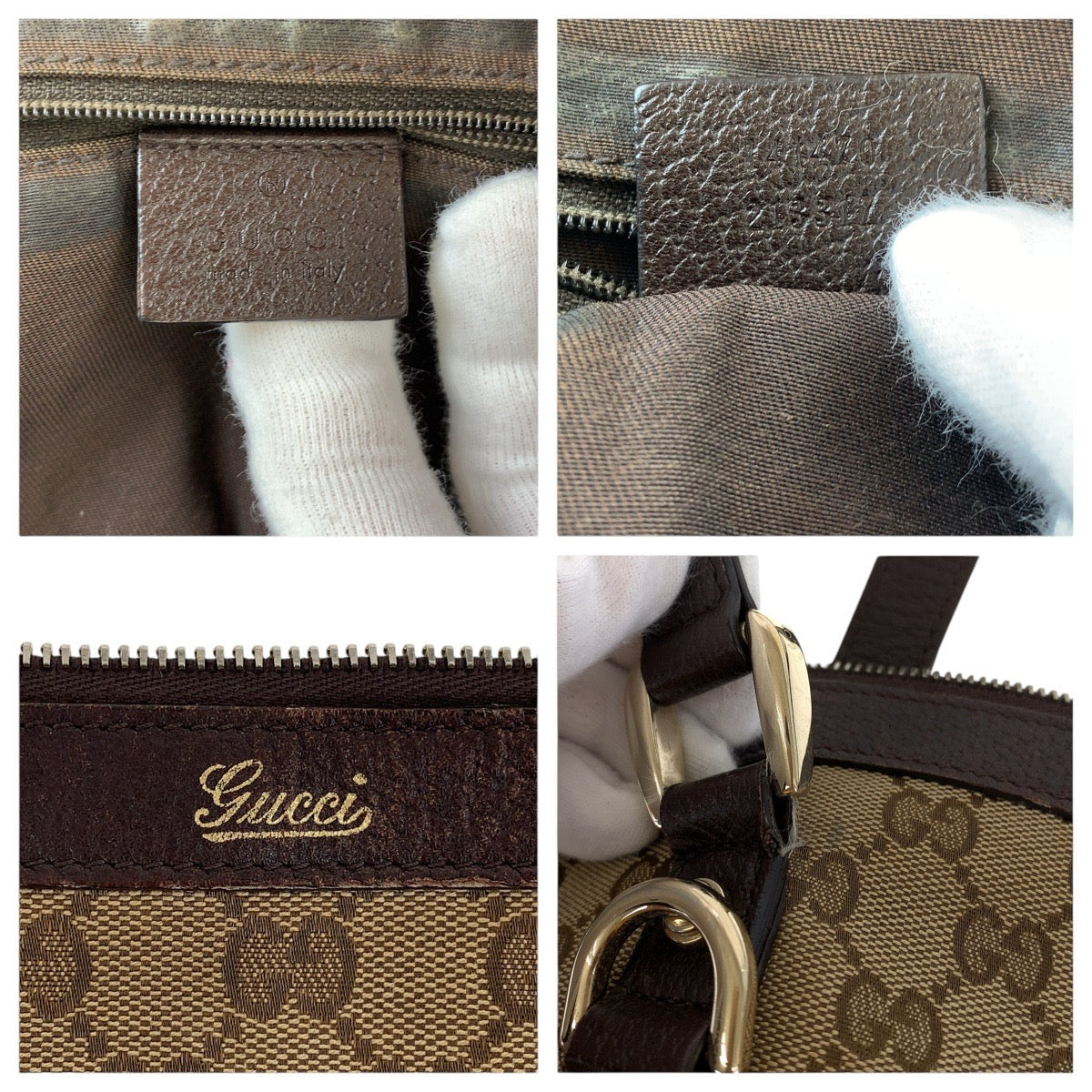 15550
GUCCI グッチ ブラウン ゴールド金具 GGキャンバス / レザー 141470 トートバッグ ショルダーバッグ  レディース