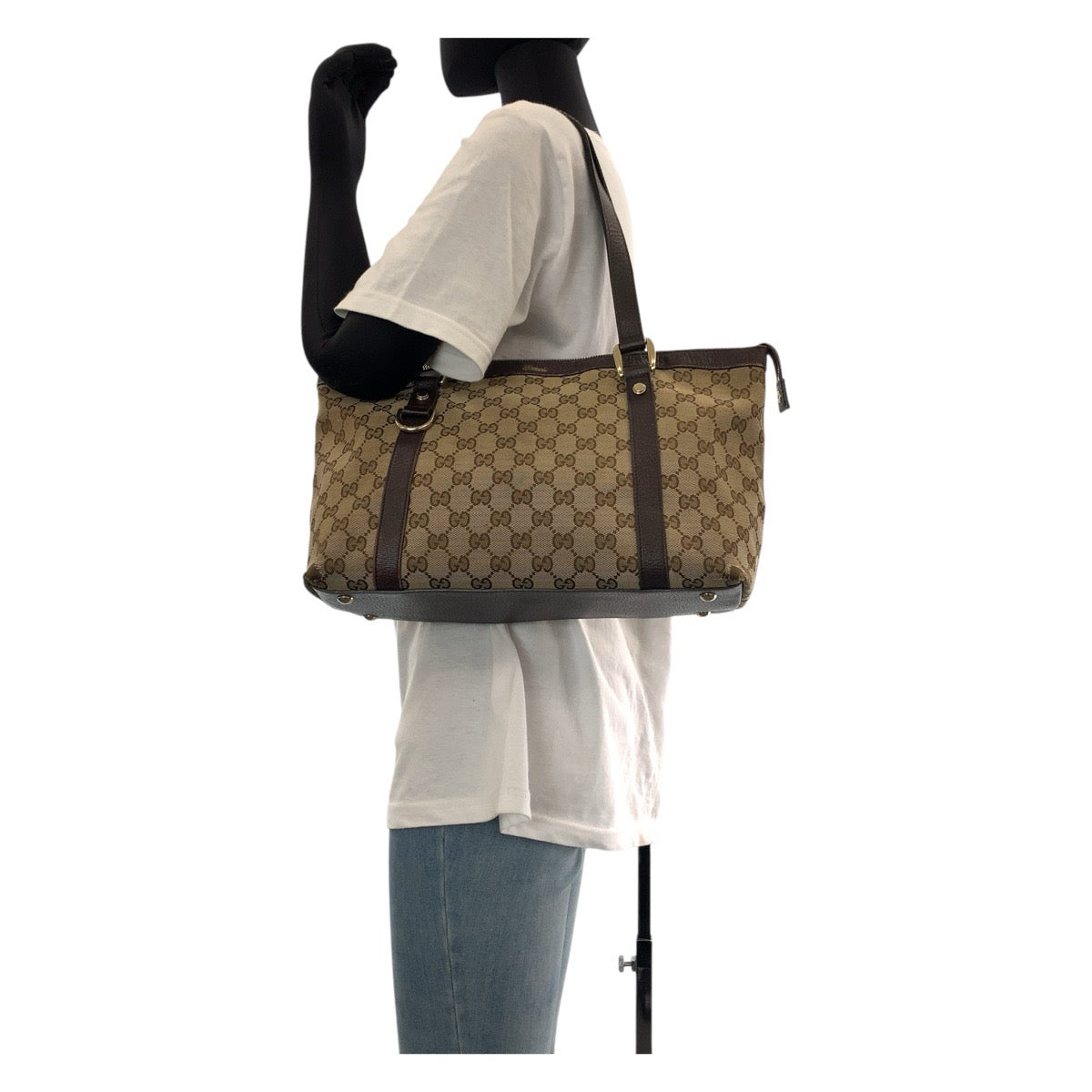 15550
GUCCI グッチ ブラウン ゴールド金具 GGキャンバス / レザー 141470 トートバッグ ショルダーバッグ  レディース