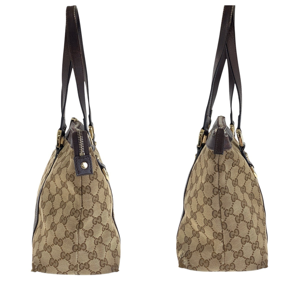 15550
GUCCI グッチ ブラウン ゴールド金具 GGキャンバス / レザー 141470 トートバッグ ショルダーバッグ  レディース