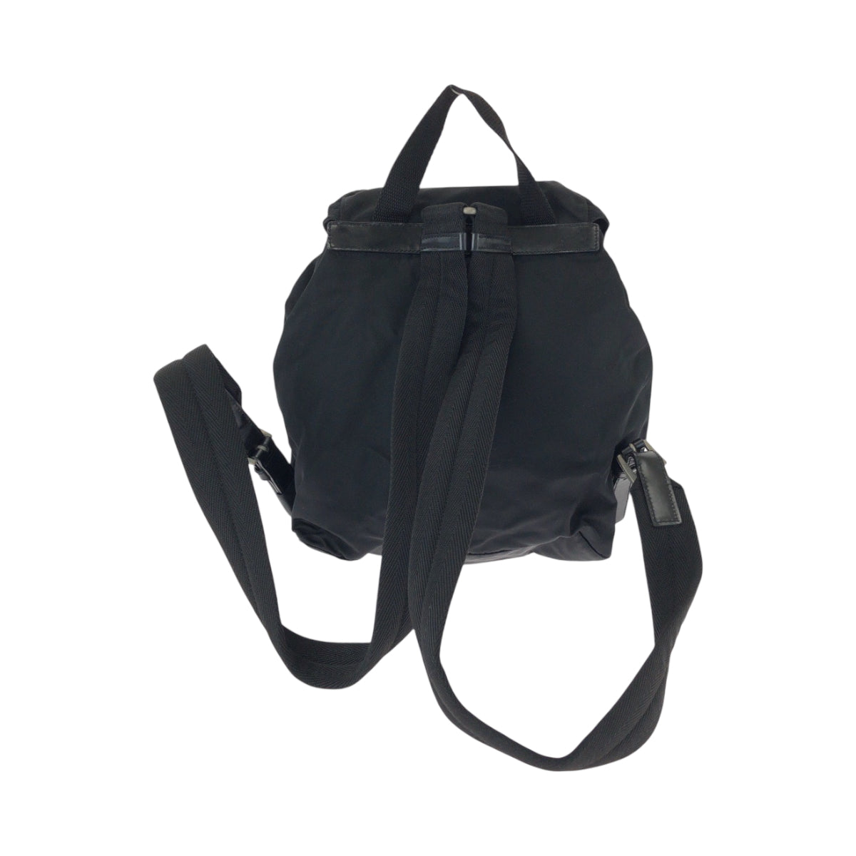 15551
PRADA プラダ テスート 三角ロゴプレート ブラック 黒 シルバー金具 ナイロン リュックサック バックパック  レディース