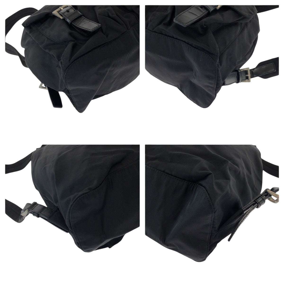 15551
PRADA プラダ テスート 三角ロゴプレート ブラック 黒 シルバー金具 ナイロン リュックサック バックパック  レディース