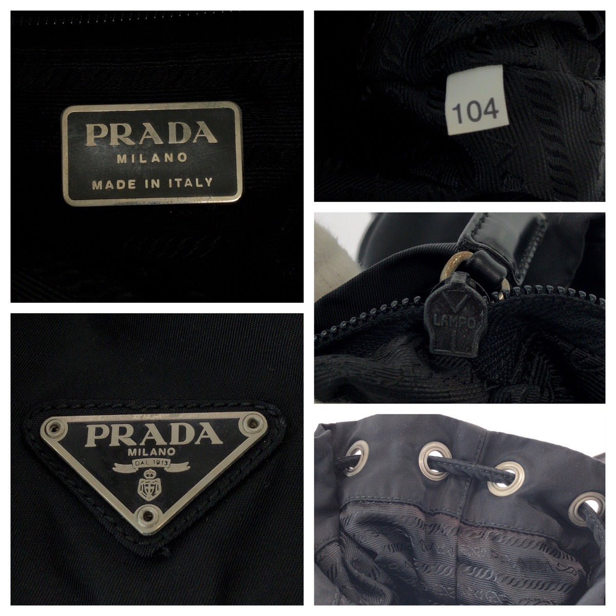 15551
PRADA プラダ テスート 三角ロゴプレート ブラック 黒 シルバー金具 ナイロン リュックサック バックパック  レディース