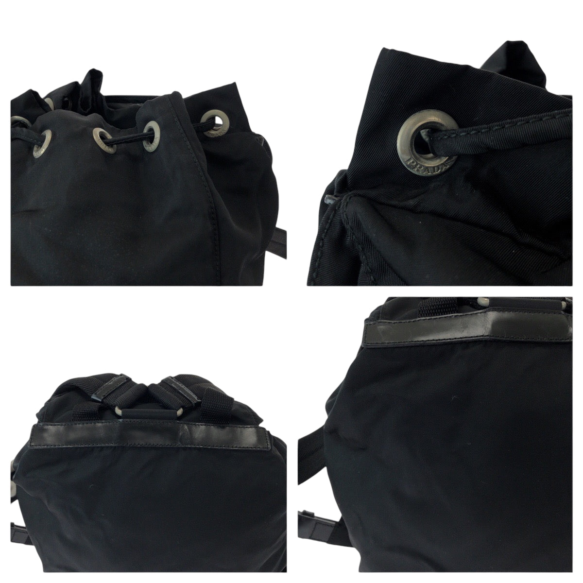 15551
PRADA プラダ テスート 三角ロゴプレート ブラック 黒 シルバー金具 ナイロン リュックサック バックパック  レディース