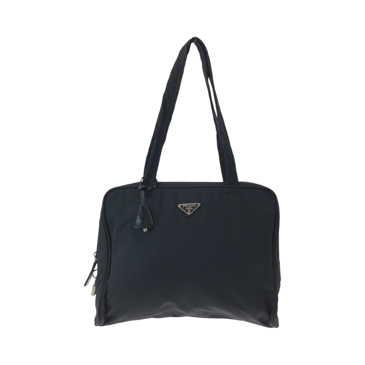 15552
PRADA プラダ テスート 三角ロゴプレート ブラック 黒 シルバー金具 ナイロン トートバッグ ショルダーバッグ  レディース