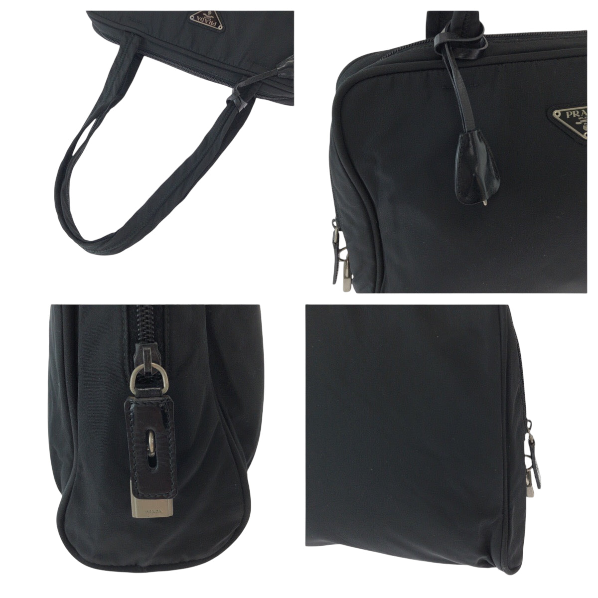 15552
PRADA プラダ テスート 三角ロゴプレート ブラック 黒 シルバー金具 ナイロン トートバッグ ショルダーバッグ  レディース