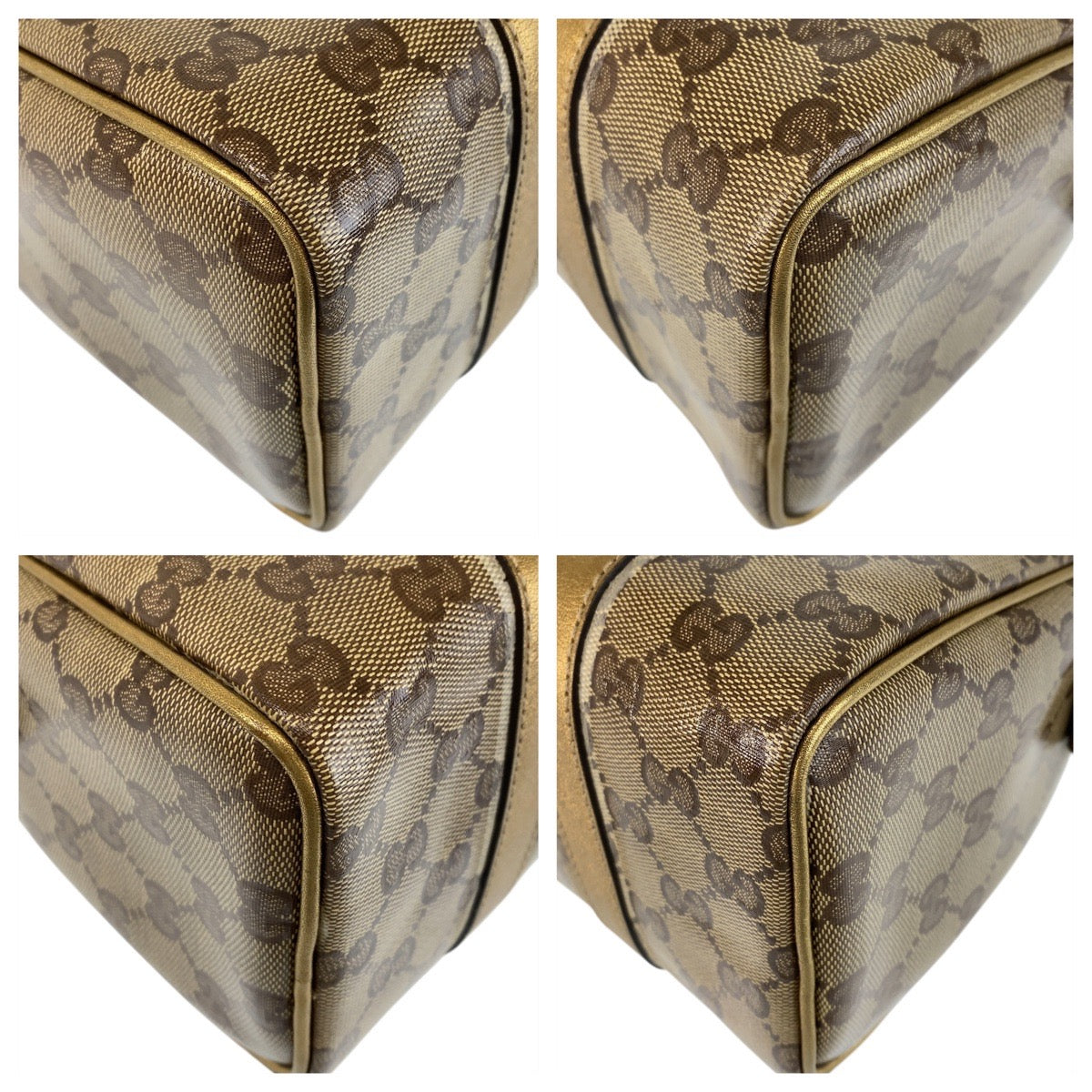 15553
GUCCI グッチ GGクリスタル ベージュ ゴールド ゴールド金具 PVC 193604 ハンドバッグ ミニボストンバッグ  レディース