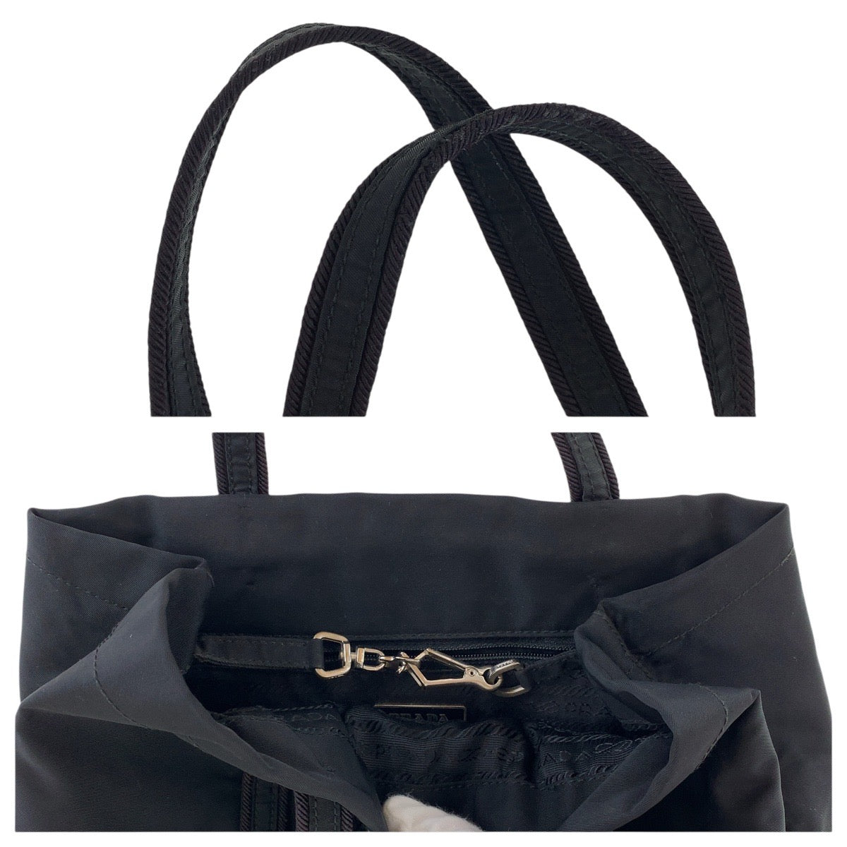 15554
PRADA プラダ テスート ブラック 黒 シルバー金具 ナイロン トートバッグ ハンドバッグ  レディース
